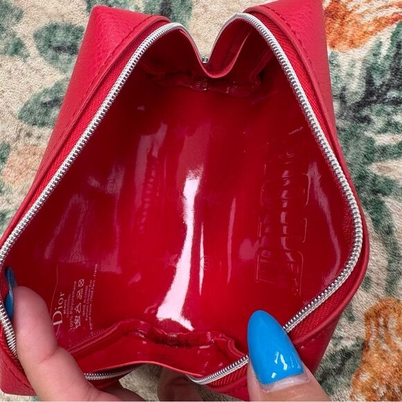 Dior Logo Red Makeup Bag Trousse Clutch Wallet - Picture 6 of 6